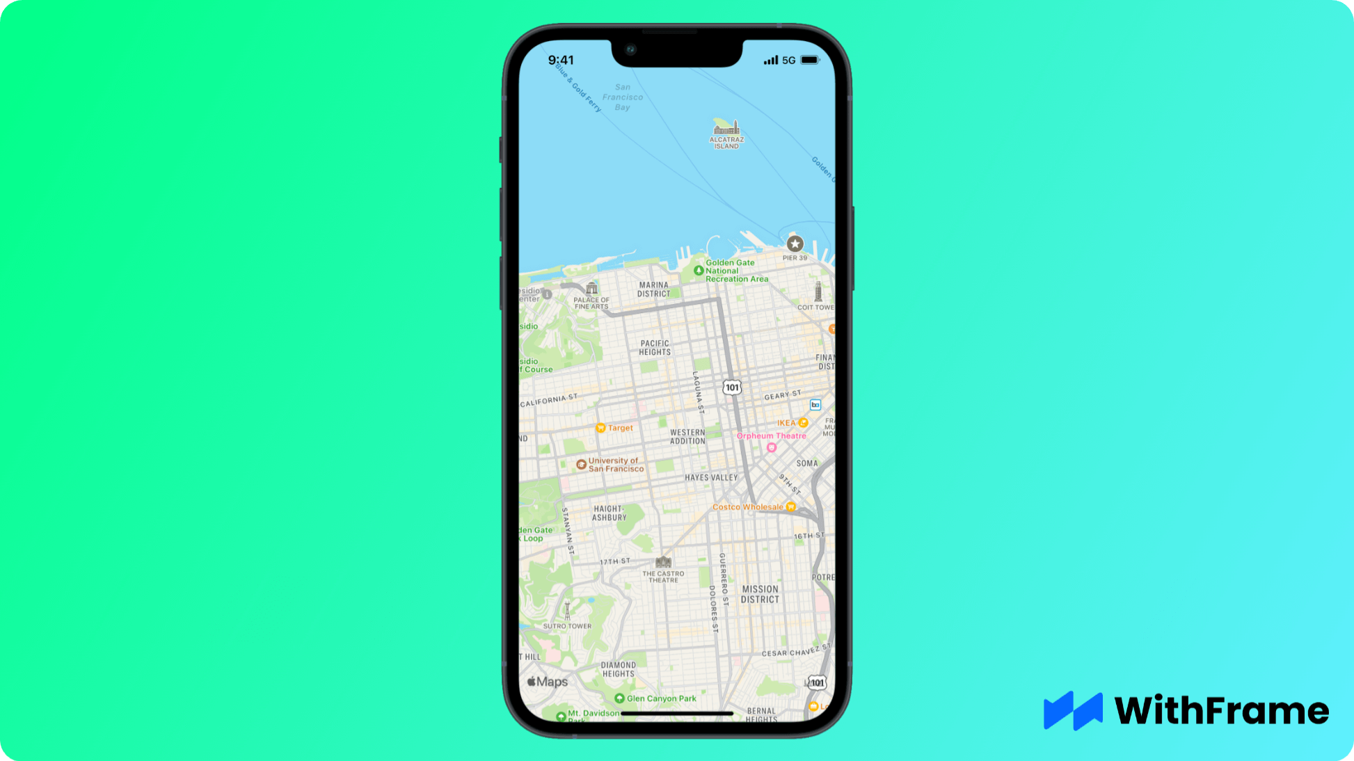 iOS screenshot displaying Maps in React Native